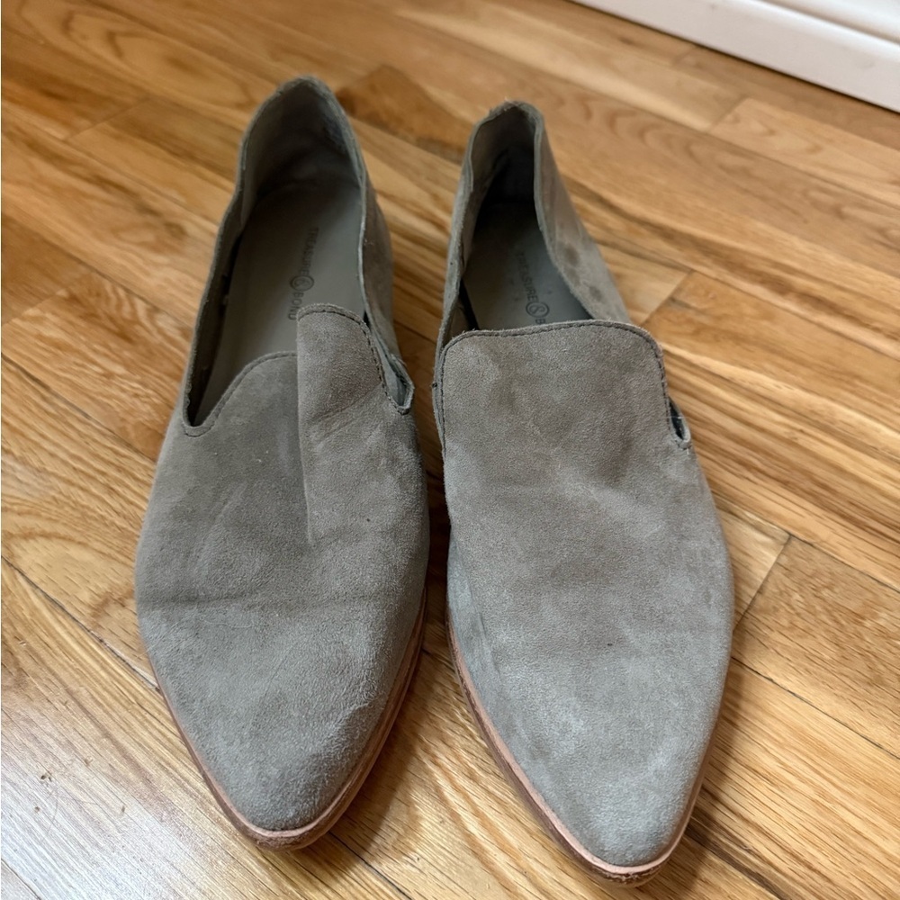 Grey Women's Suede Suede Loafers